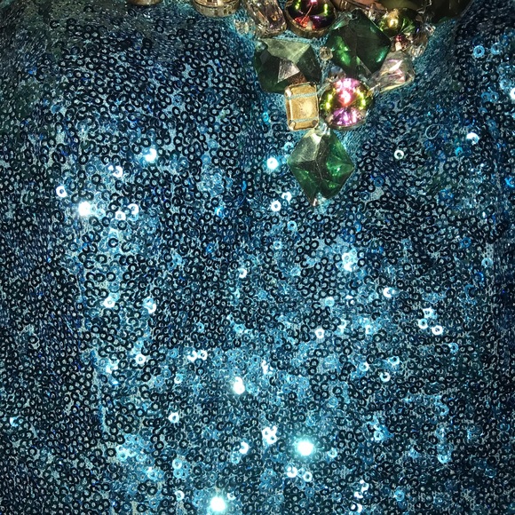 A Blue sequin cocktail dress. - Picture 3 of 3